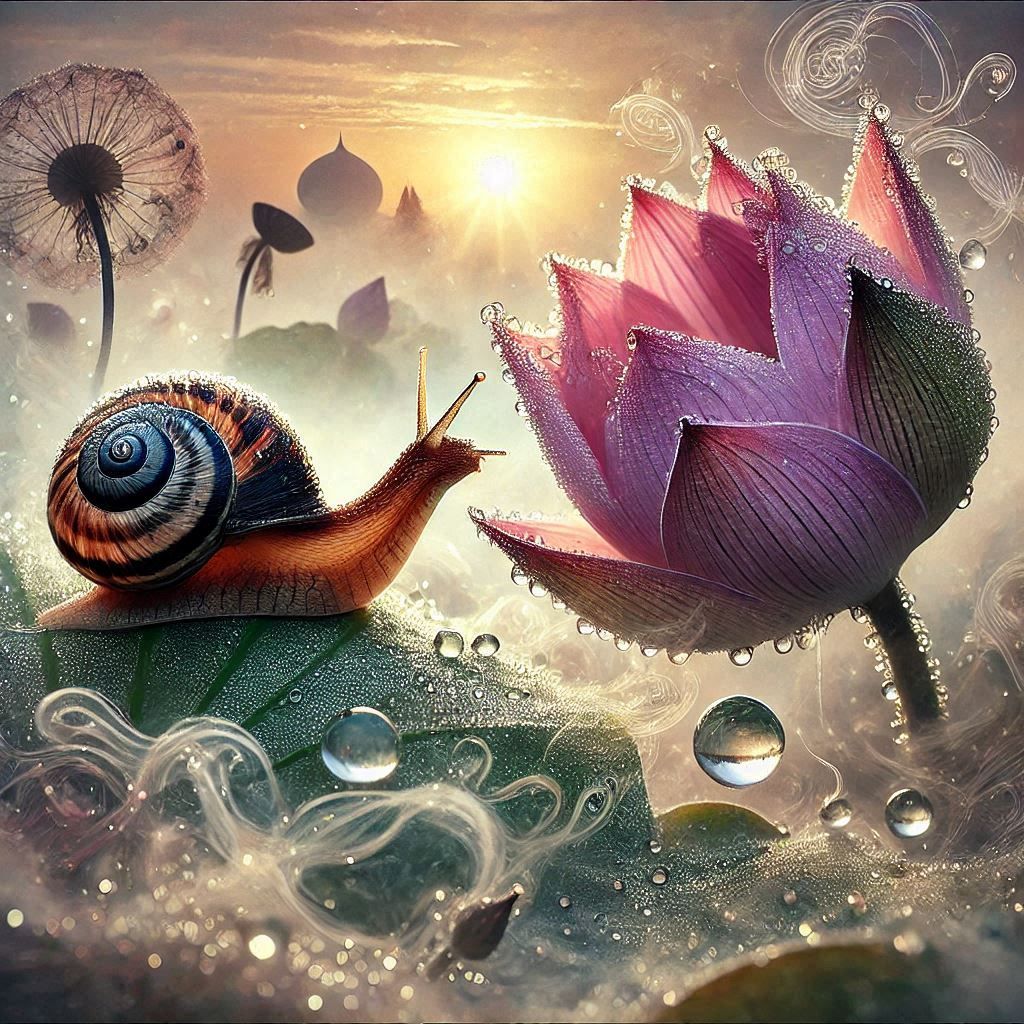 Morning on the lotus flower