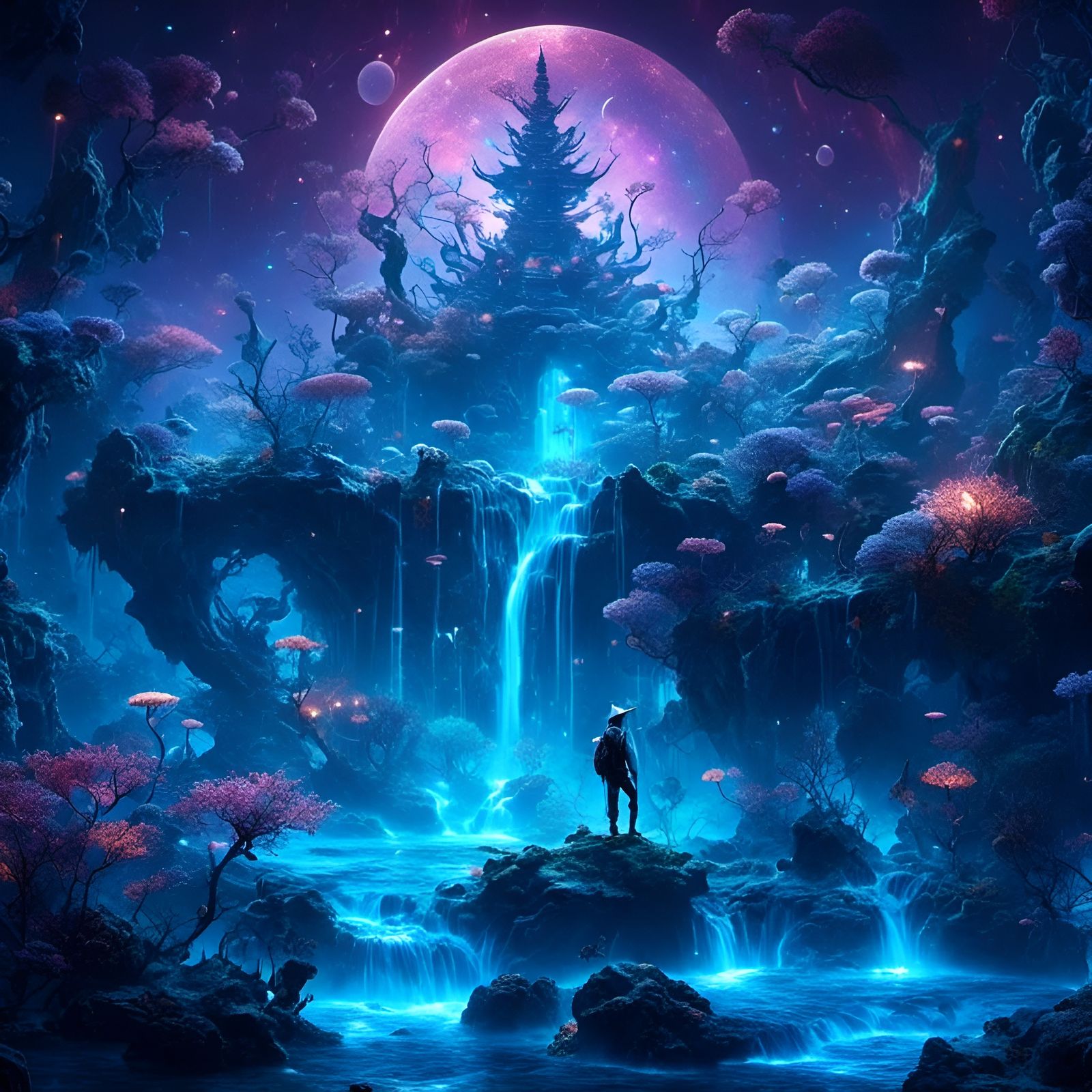 Bioluminescent Underworld: A Dark Fantasy Landscape