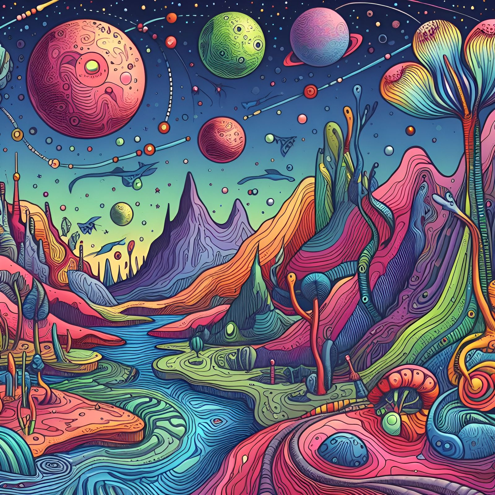 Surreal Alien Landscape - AI Generated Artwork - NightCafe Creator