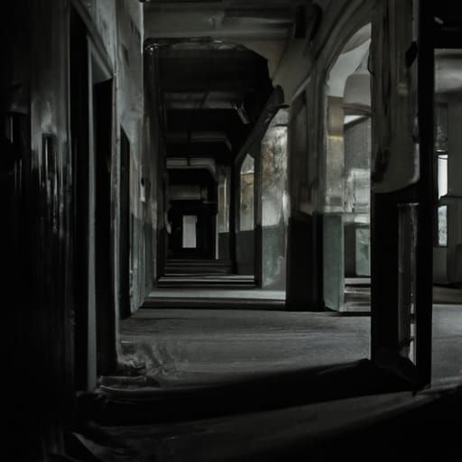 Long dark hallway of an old abandoned asylum. - AI Generated Artwork ...