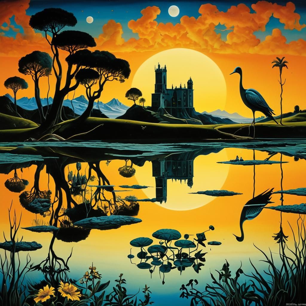 Colorful Surreal Landscape Inspired by Surrealist Masters