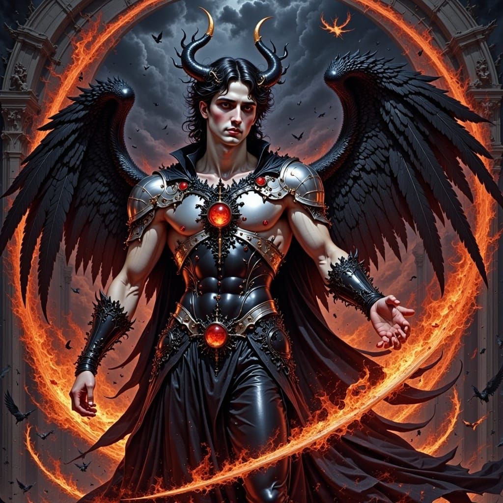 Charming Lucifer <lora:PortraitsInPurgatory:1.0>