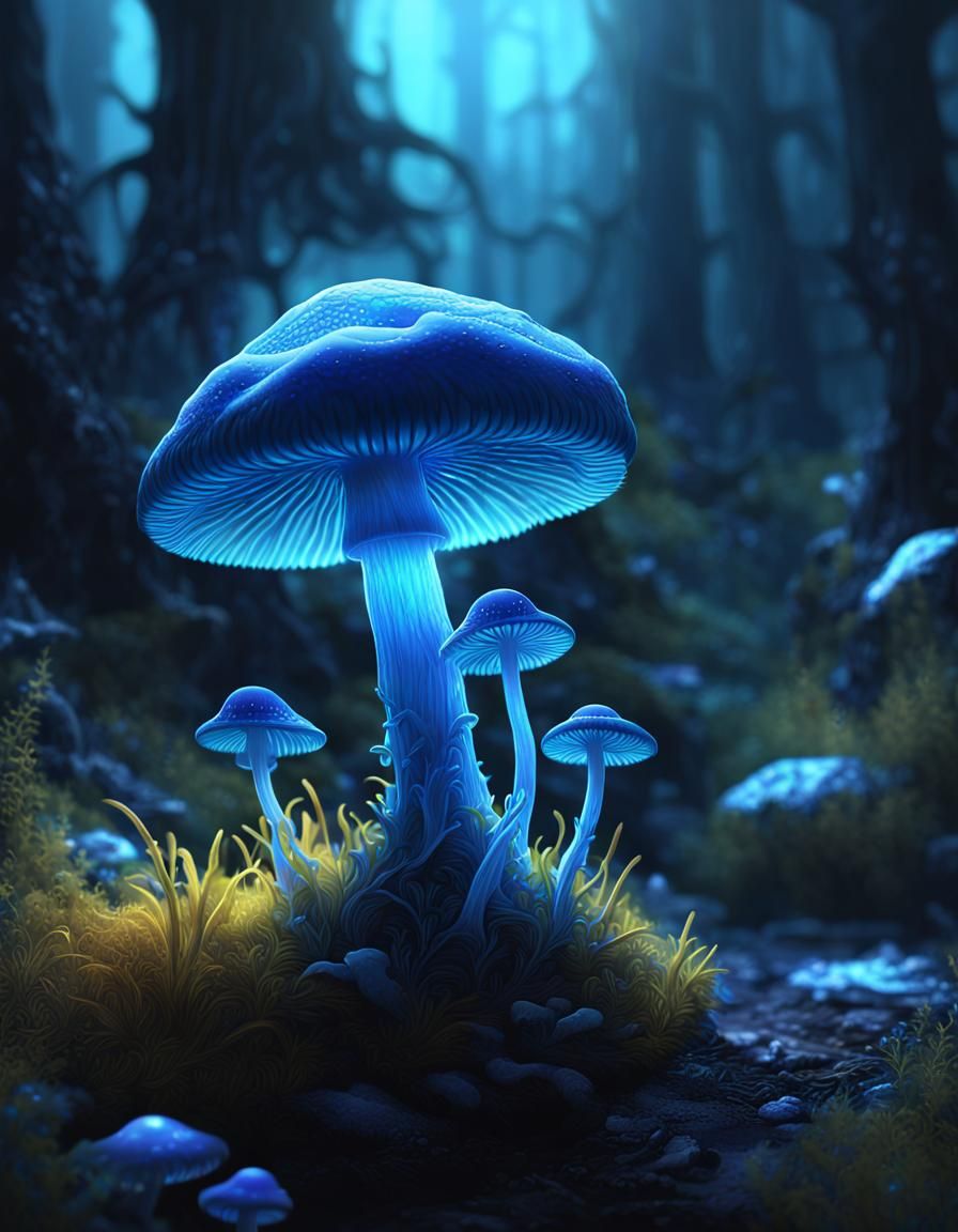 Blue mushroom - AI Generated Artwork - NightCafe Creator