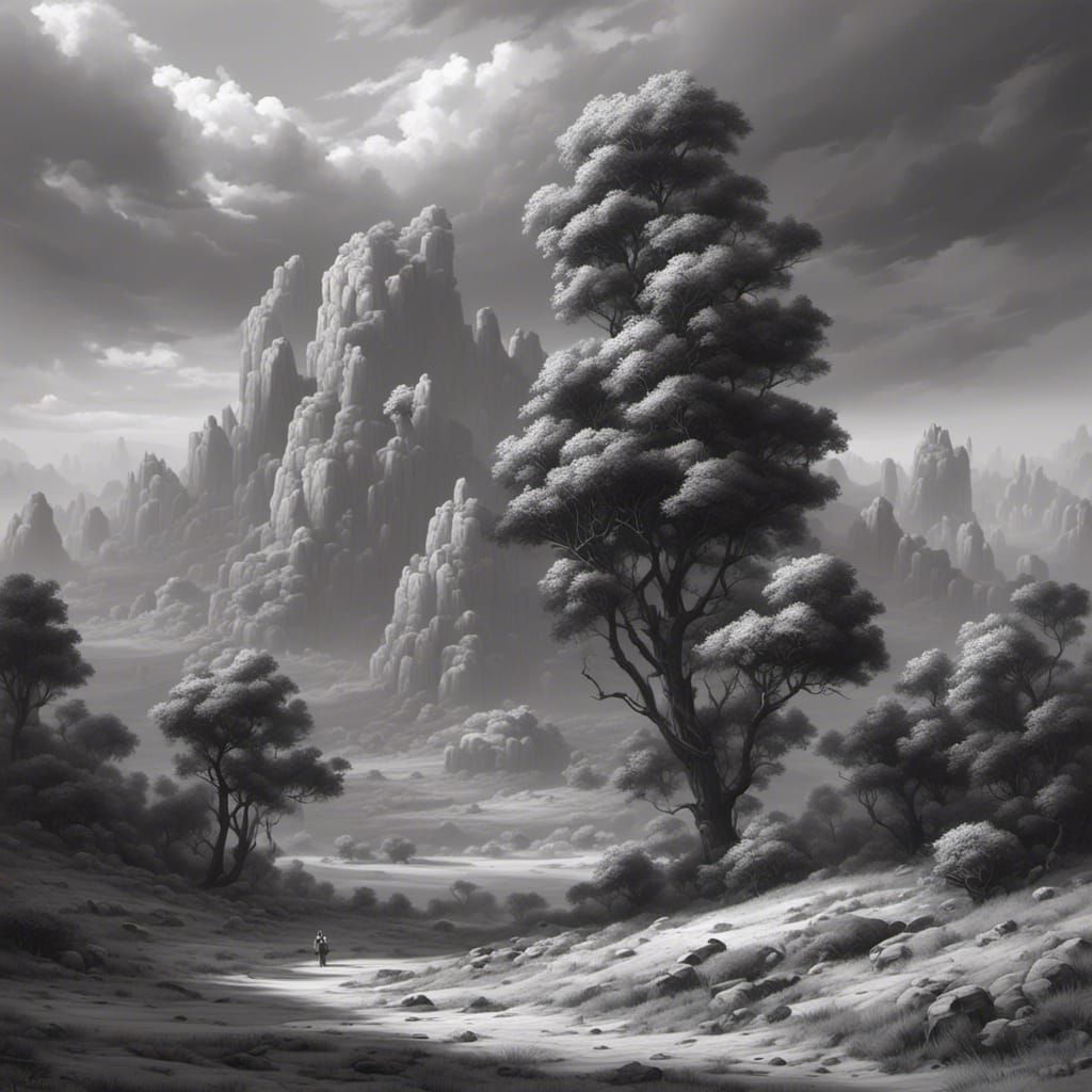  <lora:Landscape:1.0>monochromatic landscape