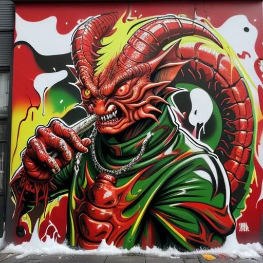 My Janus is Bleeding, Red Dragon in the style of HR Giger, M...