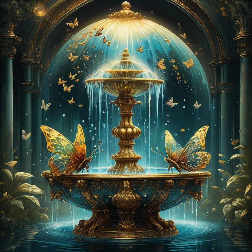 elaborate gilded water fountain  by @roland