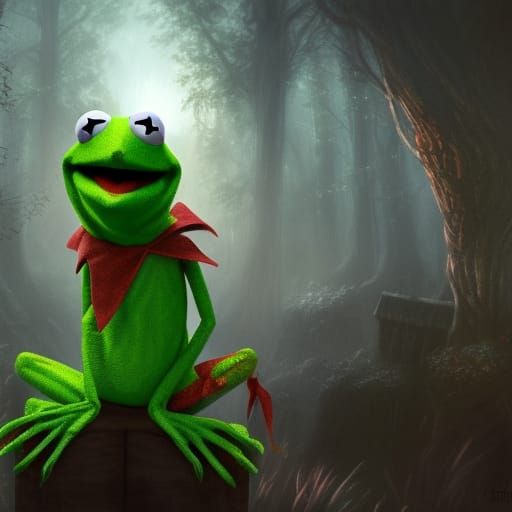 Kermit the frog but he is a vampire AI Generated Artwork NightCafe Creator