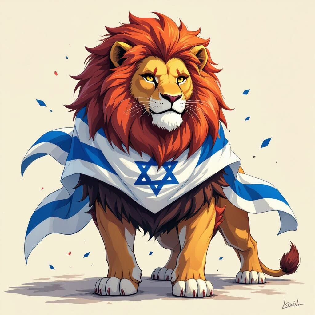 Israeli Lion in Anime Style