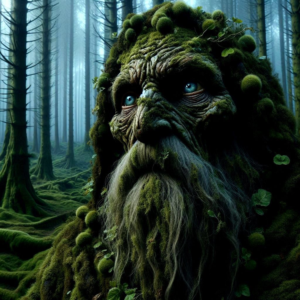 Mushroom harvest. Moss people