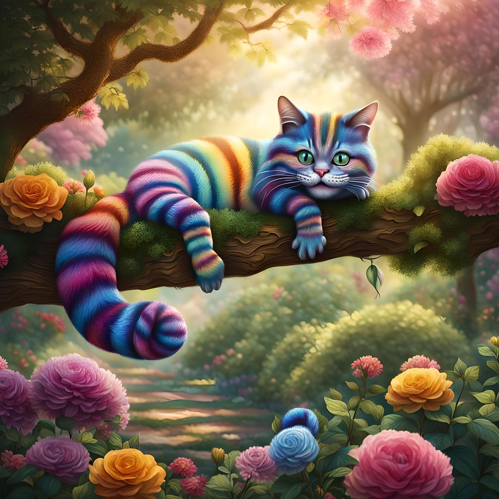 Rainbow Cheshire Cat  by @gothos_the_vain
