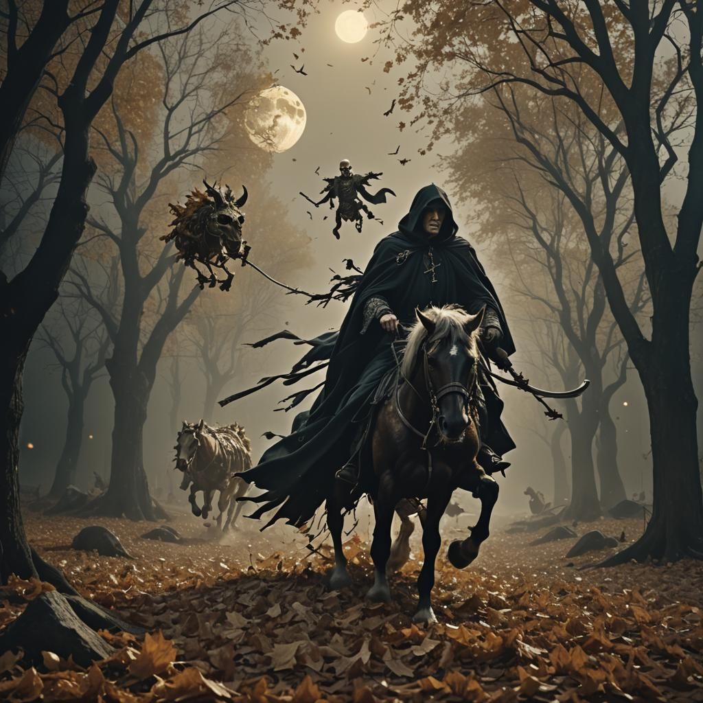 The Grim Rider on a Floating Skull Horse