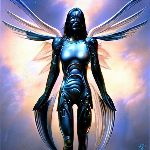 The cyborg angel of vengeance, Jim Burns, digital art