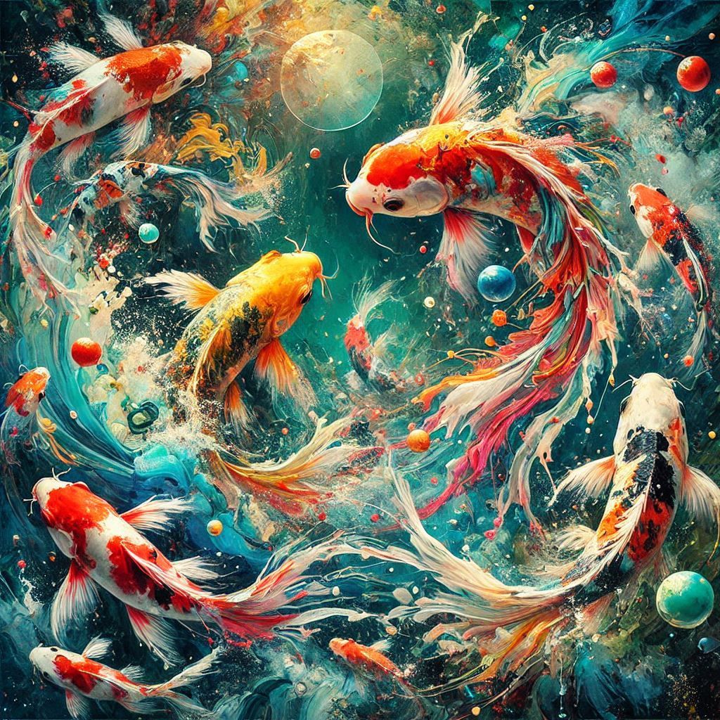 Surreal Koi fishes