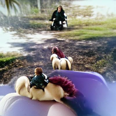 Faramir and I riding around on our first ponies.