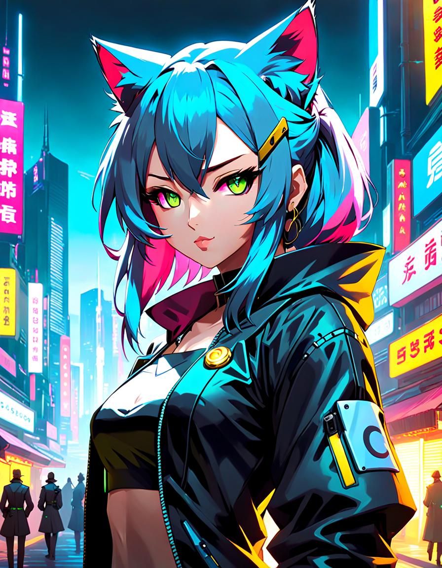 Cyberpunk Cat Girl (BluePencilXL) - AI Generated Artwork - NightCafe ...