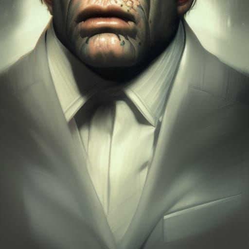 Ape in suit ,5D lighting,surreal fantasy art,detailed face