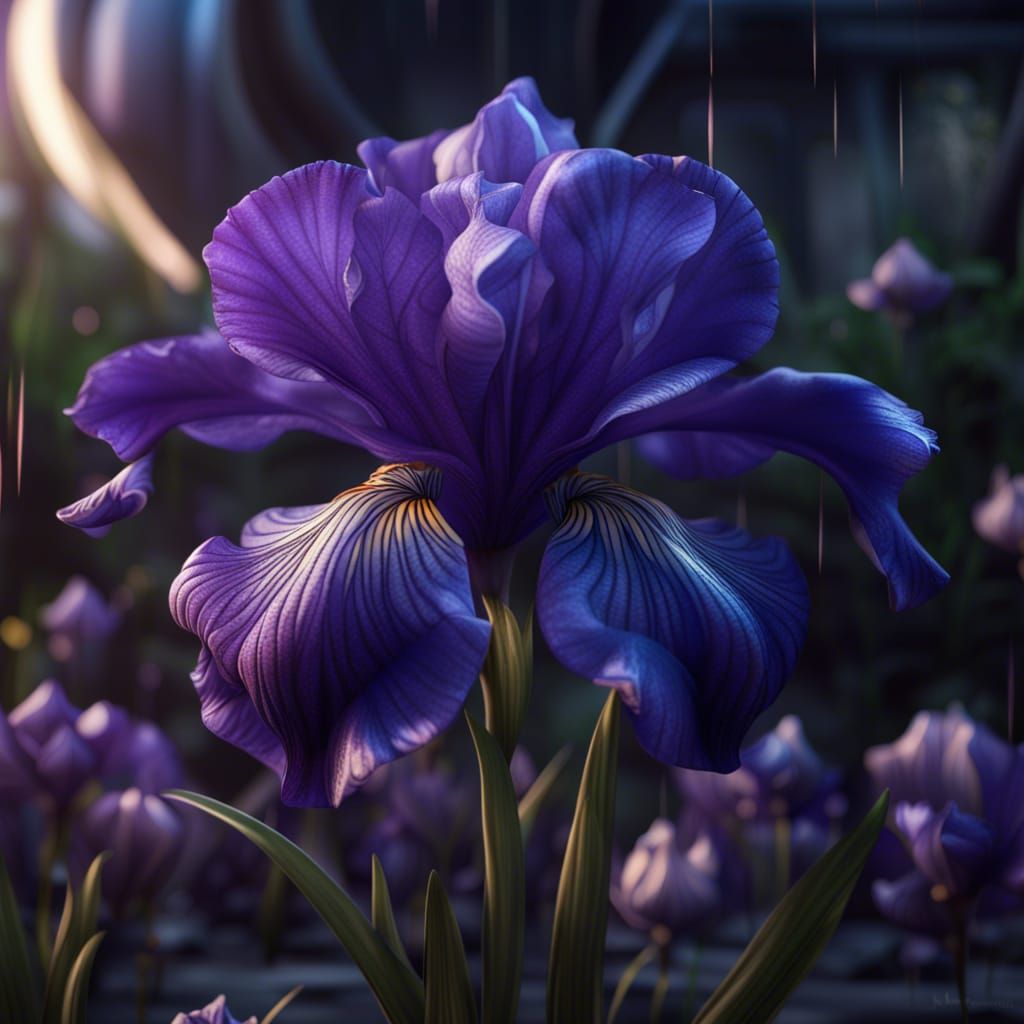 Iris/ balloon flower hybrid close AI Generated Artwork NightCafe Creator