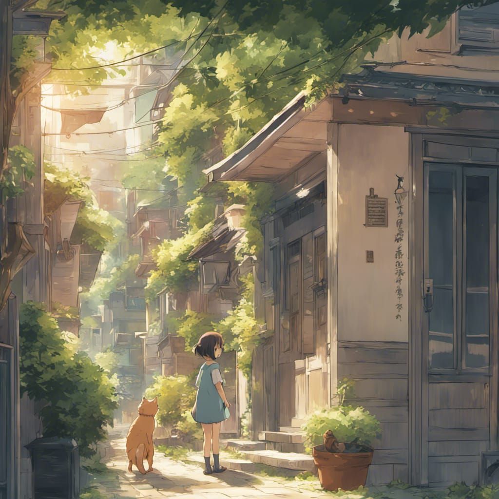 Anime girl with a Cat