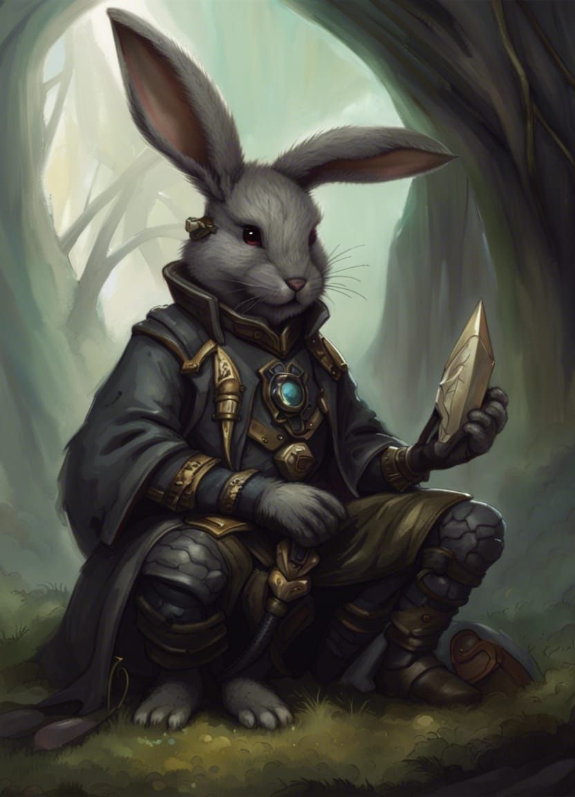 fantasy humanoid rabbit artificer whose fur is black - AI Generated ...