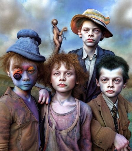 Little Rascals Portrait in Watercolor Masterpiece Style