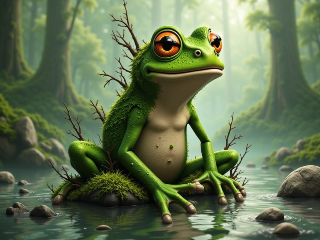 <lora:mindblown:1.0> The Adventurous Pepe the frog