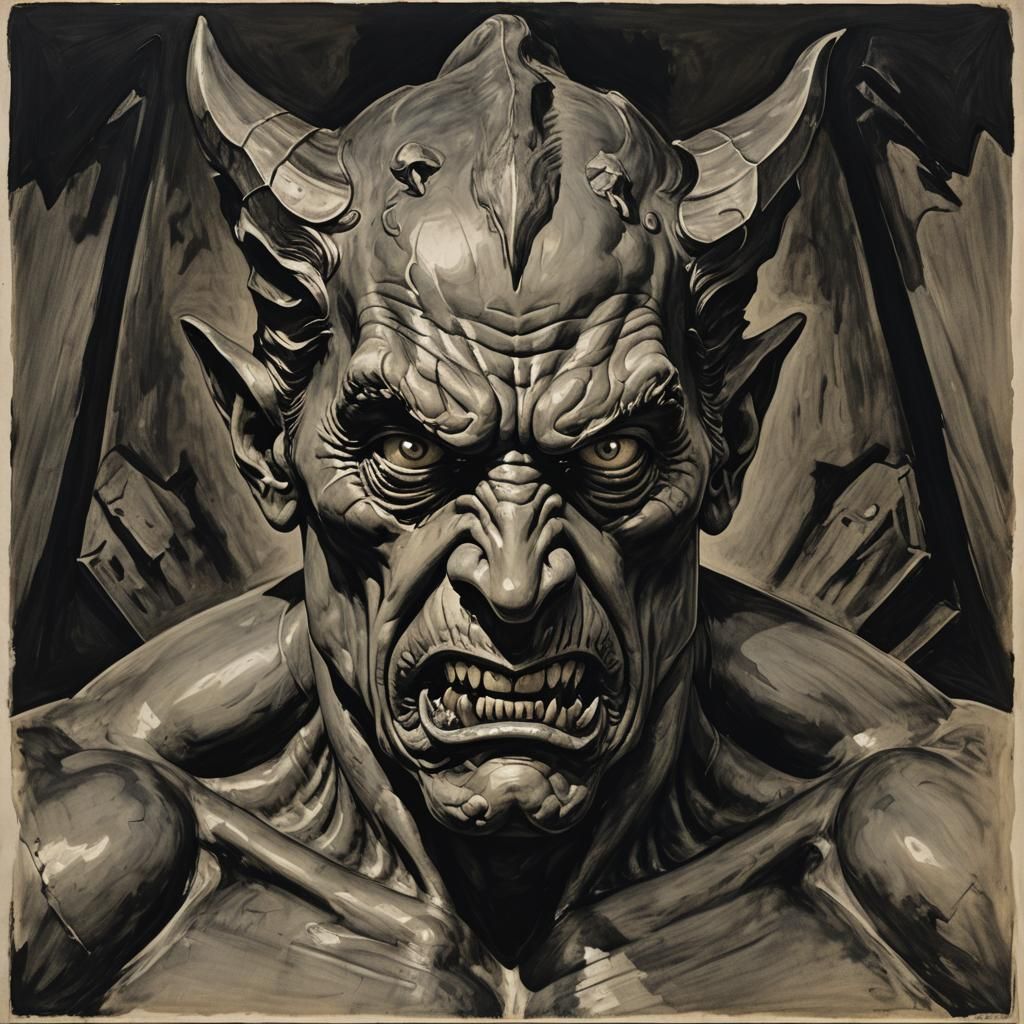 Angry intimidating, menacing  gargoyle