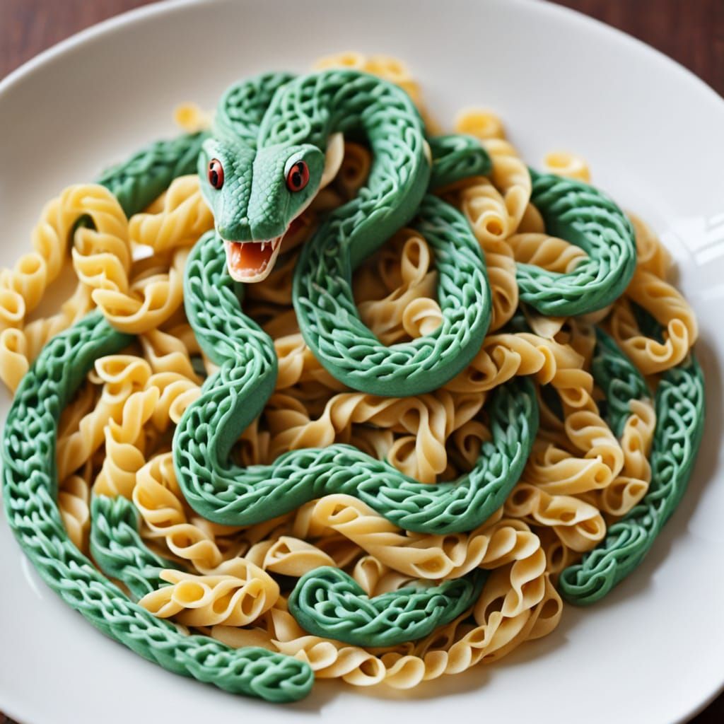Pasta snake  by @Accidentalrage