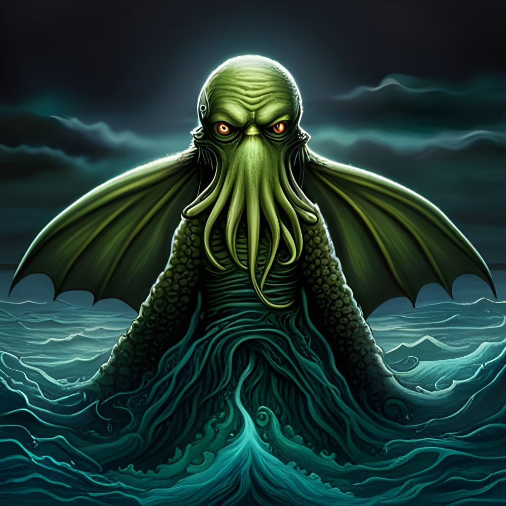 A majestic Cthulhu rises from the ocean. - AI Generated Artwork ...