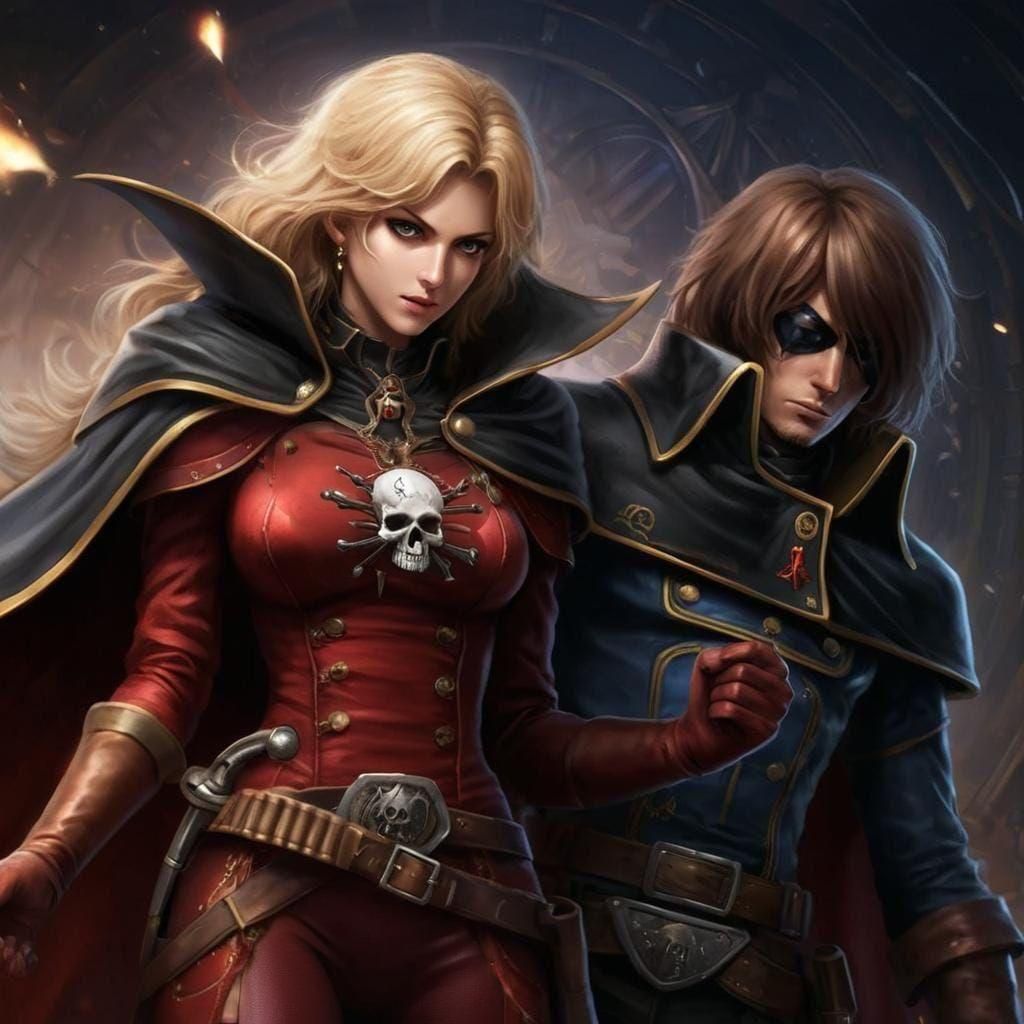 Emeraldas and Harlock 