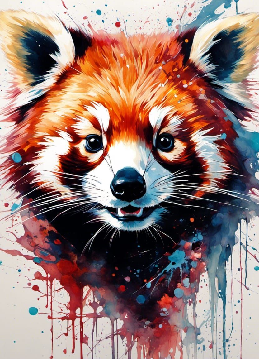 Splash red panda