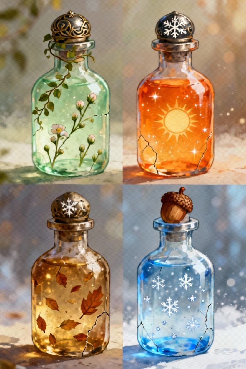 4 Ancient Bottles of Magic Potions: 4