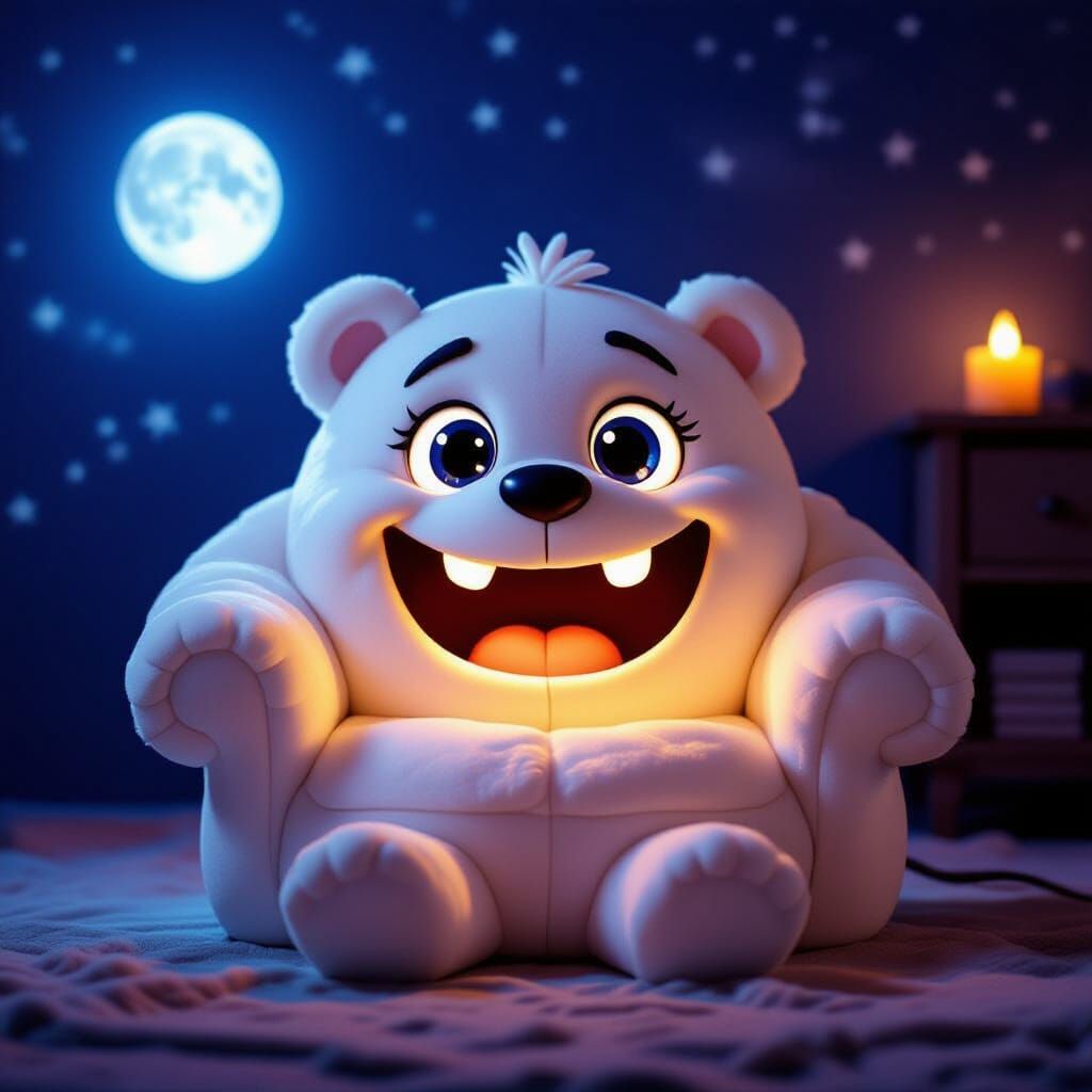 Illuminated Wax Rocking Chair with Crying Face