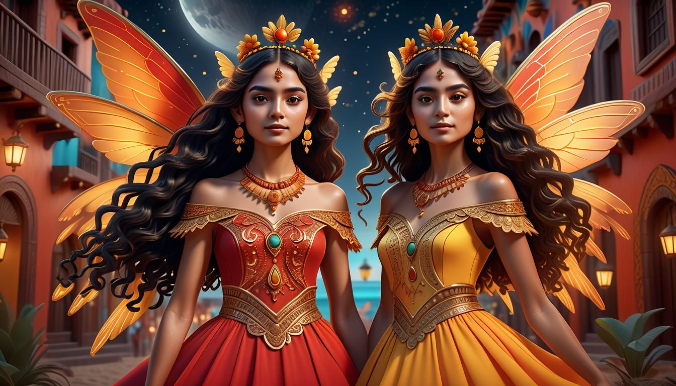 twins on a summer holiday