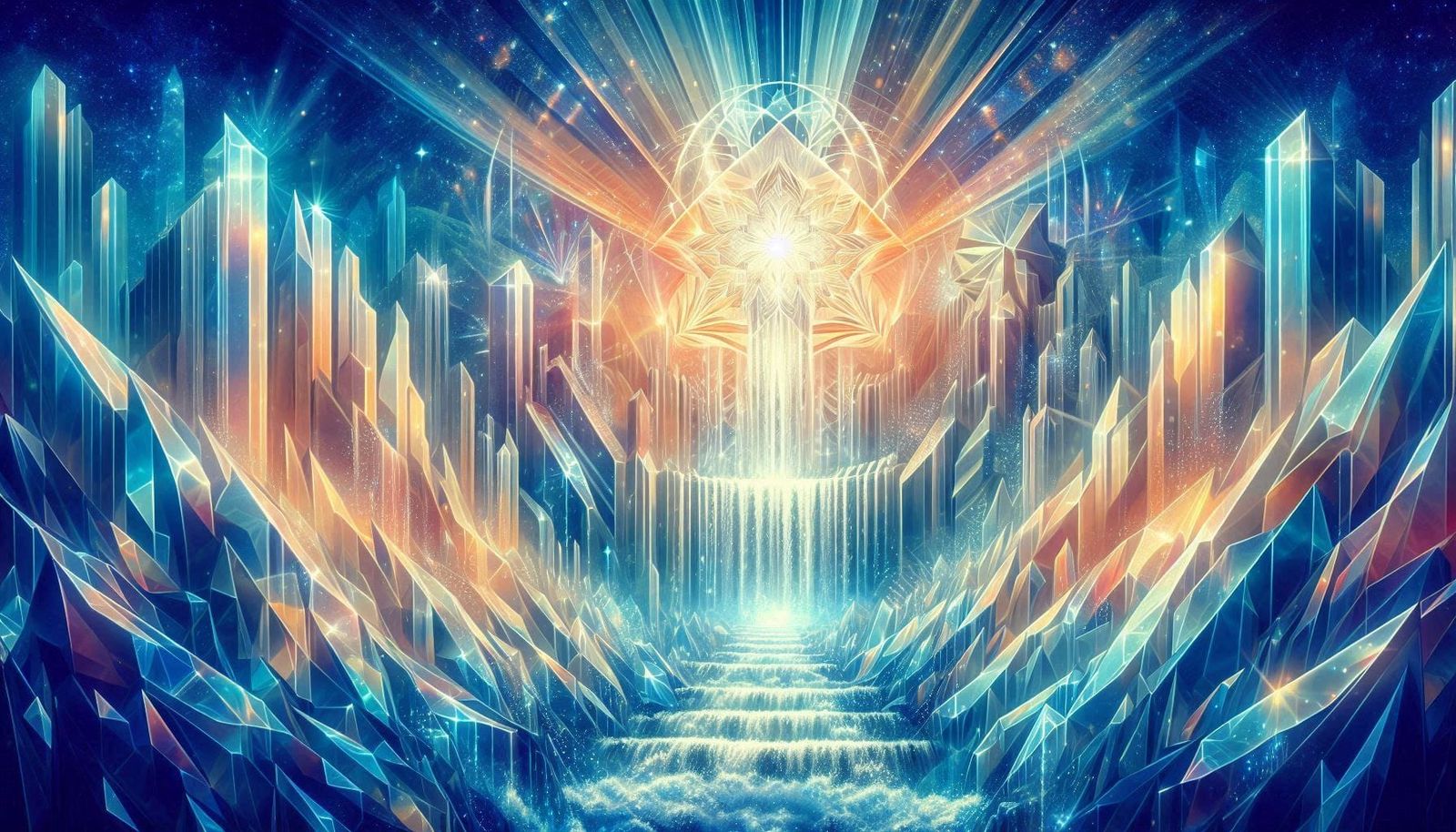 12 magical sparkling Waterfall in a crystal mountain pic 3