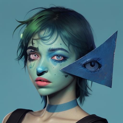 Face with (blue left eye: 1.5) and (geen right eye: 1.5)