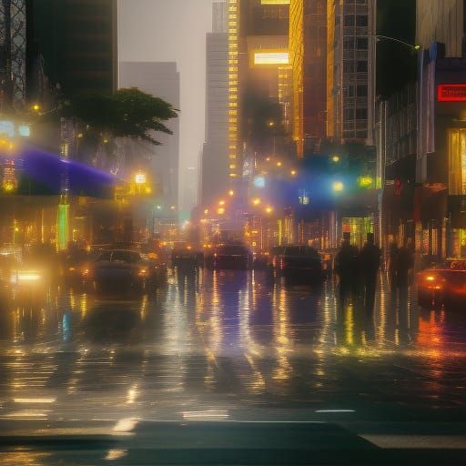 Busy city downtown. Professional photography, natural lighting, canon