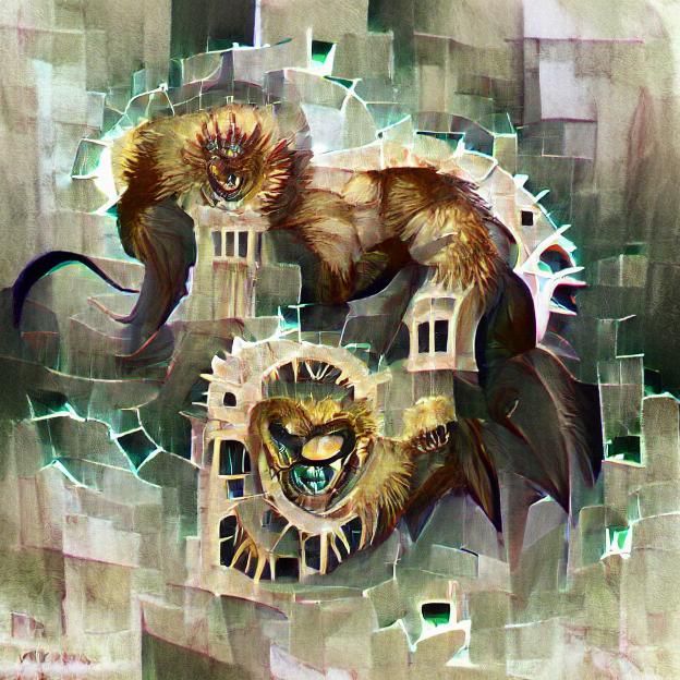 Masked Manticore in Shattered Ruins