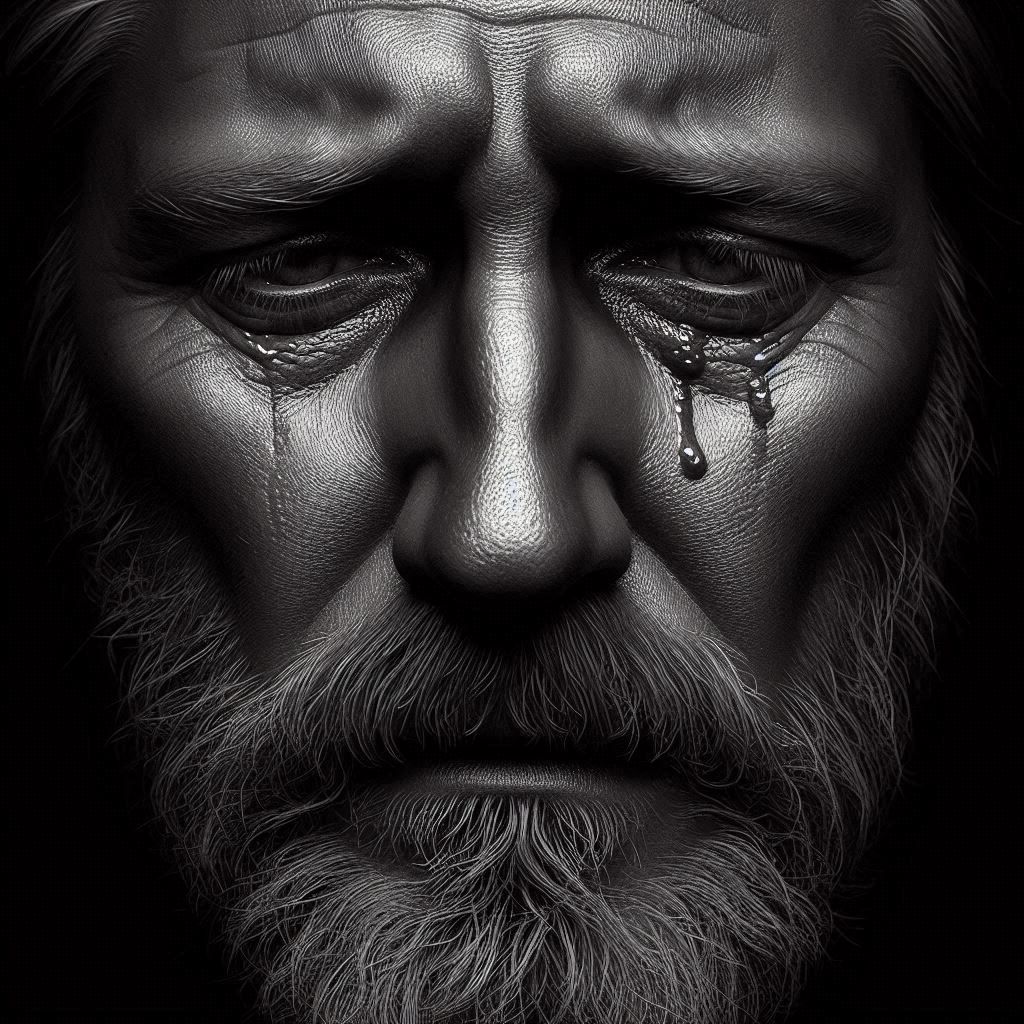 In a worried and sad mood