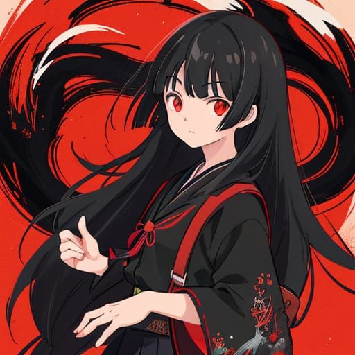 Anime Girl in Red Uniform, Ghibli-Inspired