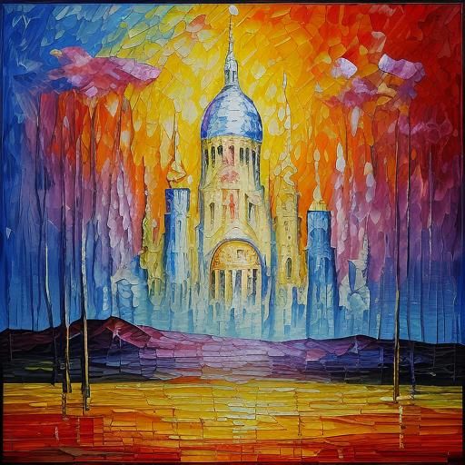 Surreal Sleeping Beauty Opera Stage in Oil Paint Style