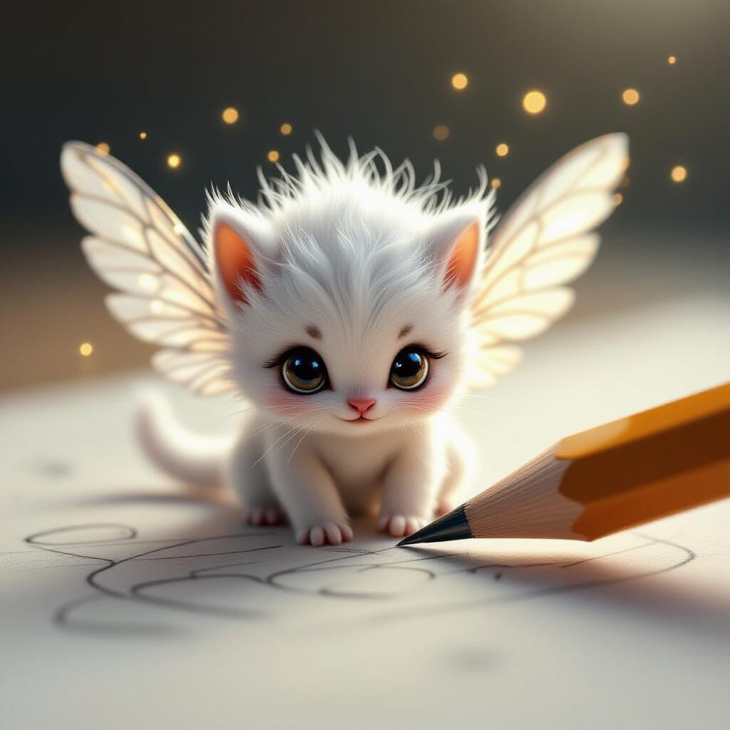 A macro shot of a pencil drawing coming to life — delicate graphite lines begin to curve, twist, and shimmer as they transform into an incre...