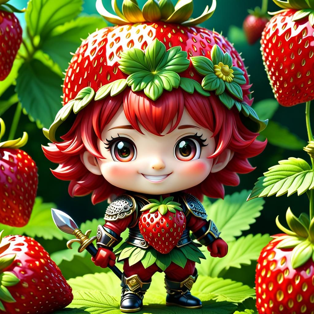 cute  chibi strawberry warrior
