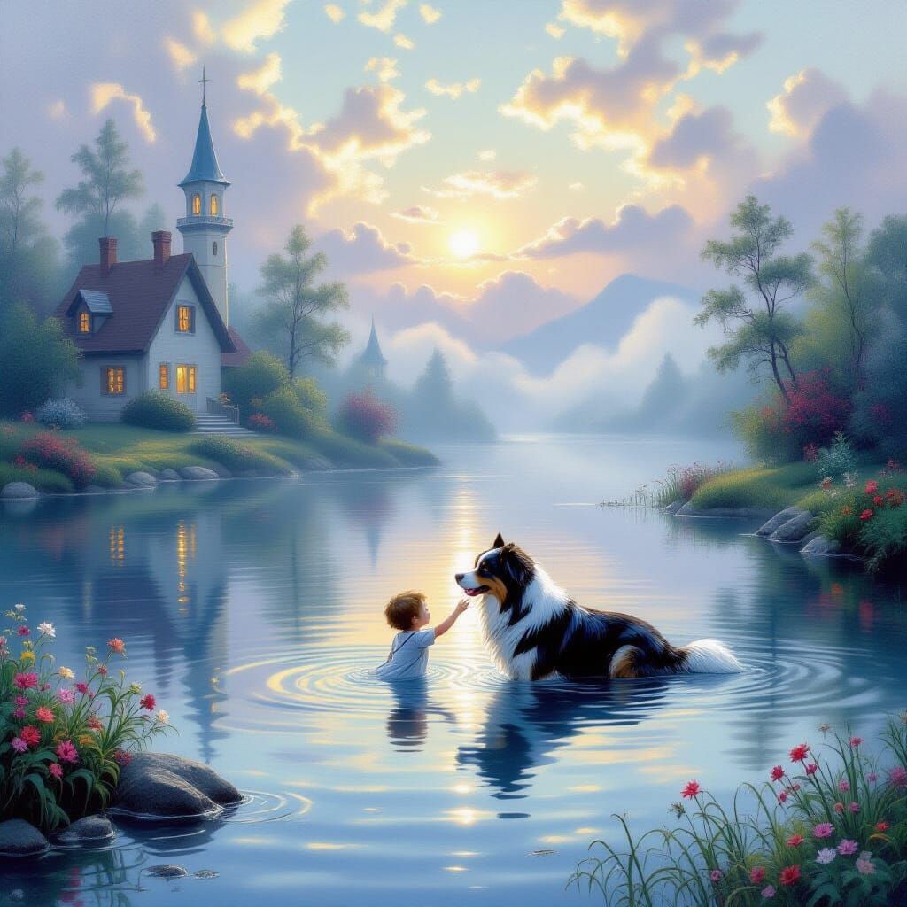 Dog Rescues Child from Drowning in Aerial Photo