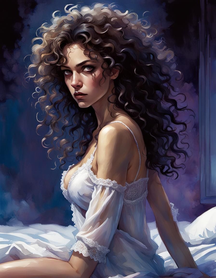 Curly-Haired Latina - AI Generated Artwork - NightCafe Creator