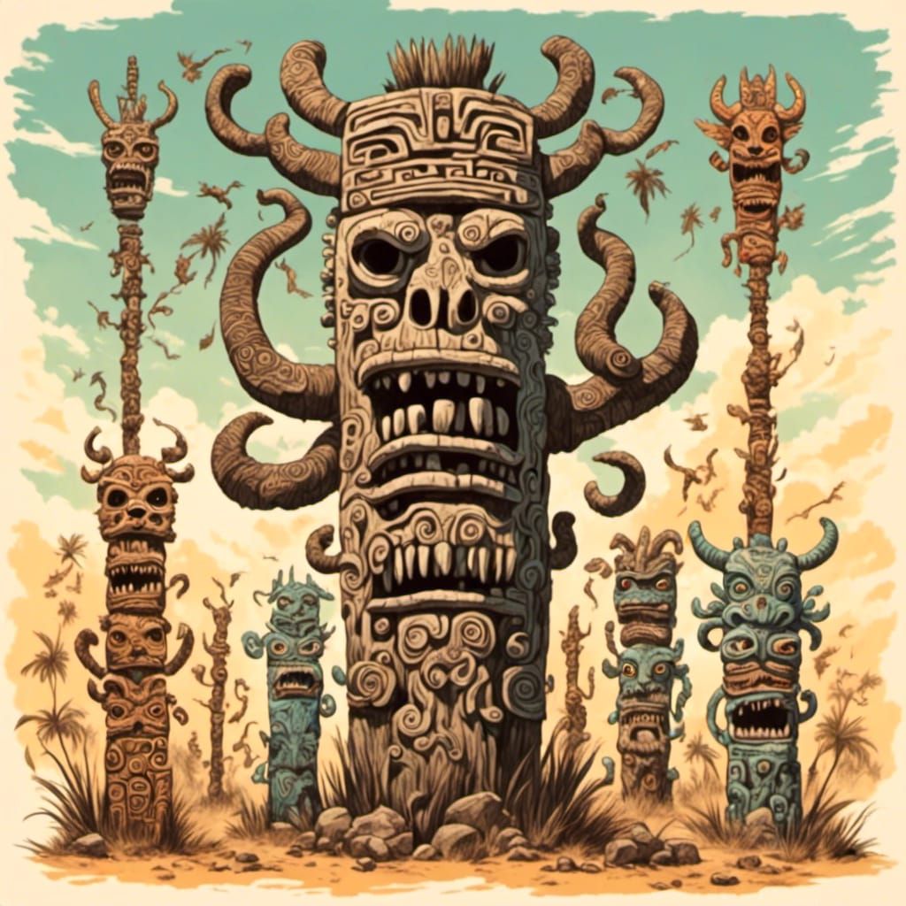 <lora:Sacred Roar:1.0> Totem beasts 