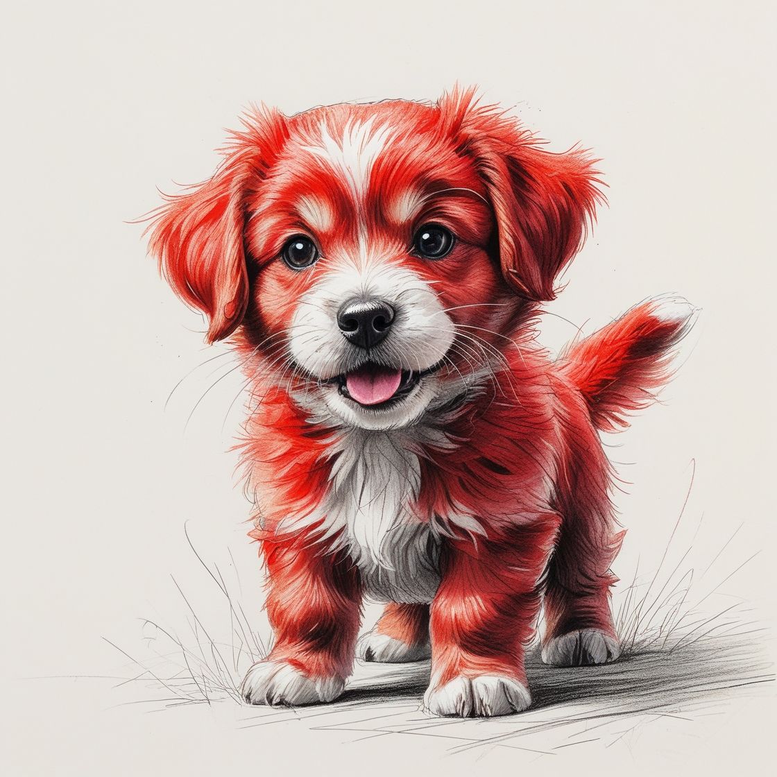 a lively red puppy