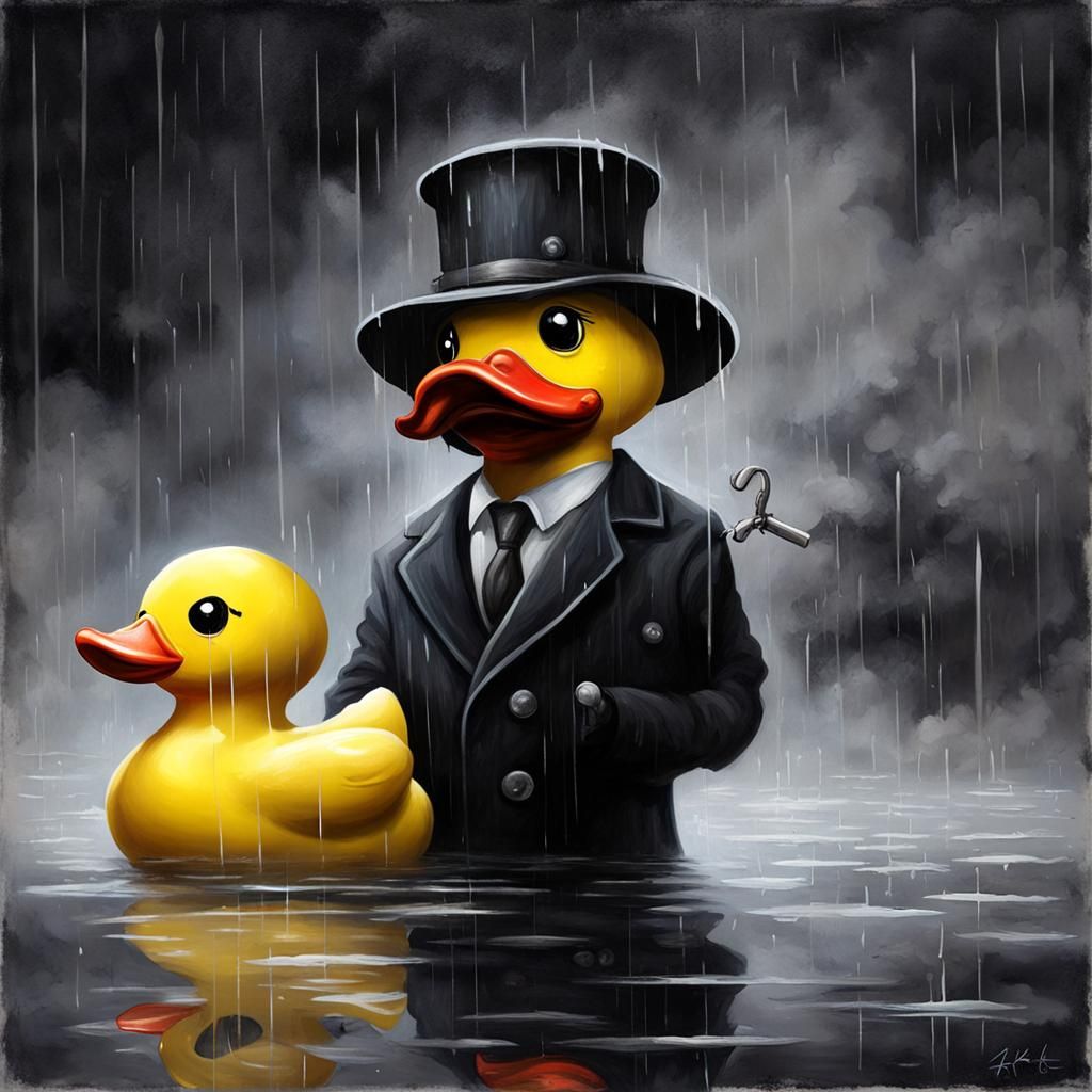 noir detective mr. Rubber Duck. Smoke, rain, moustache and bravery. He