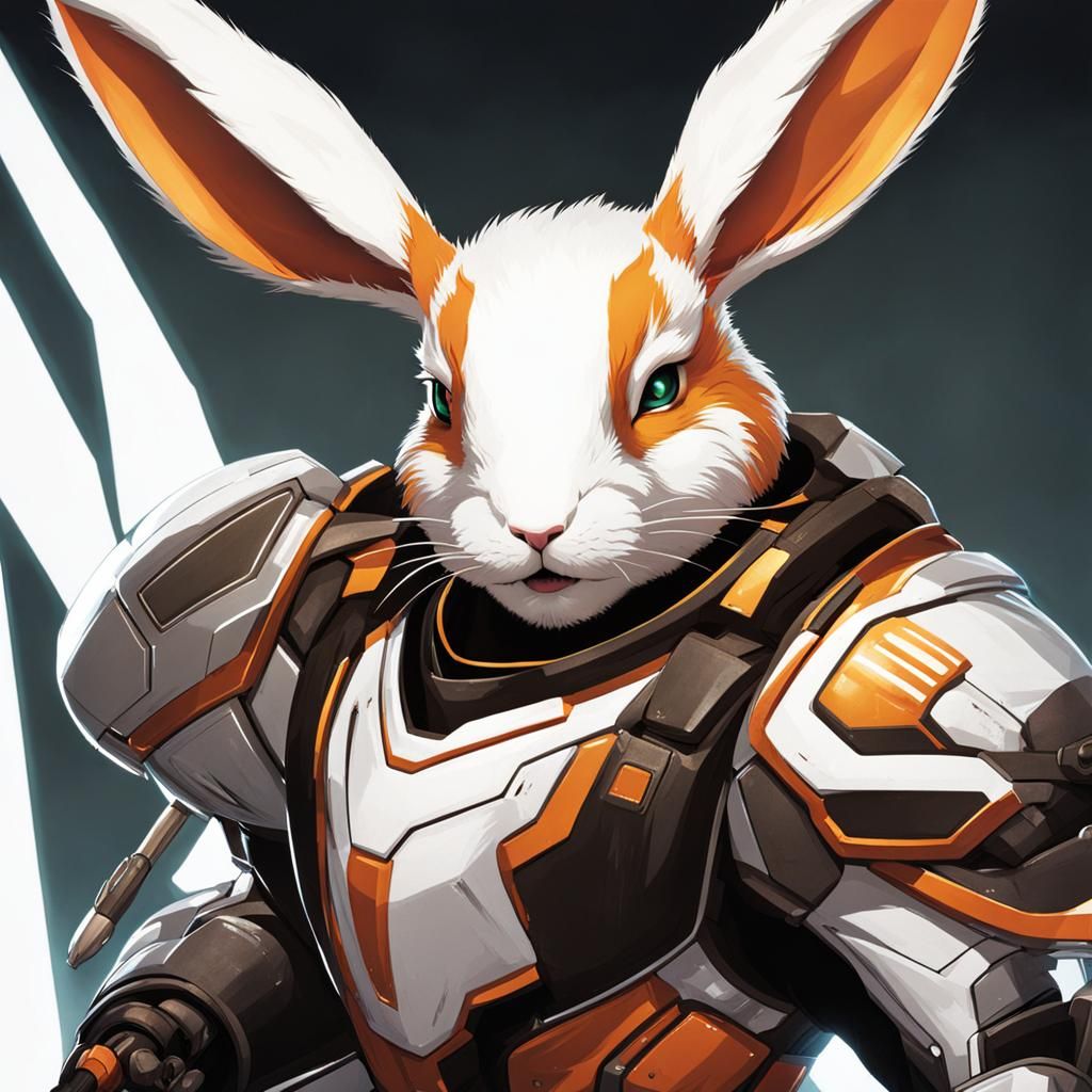 A futuristic fight between two rabbit humanoids that are able to move at incredible speeds which leave streaks of energy...