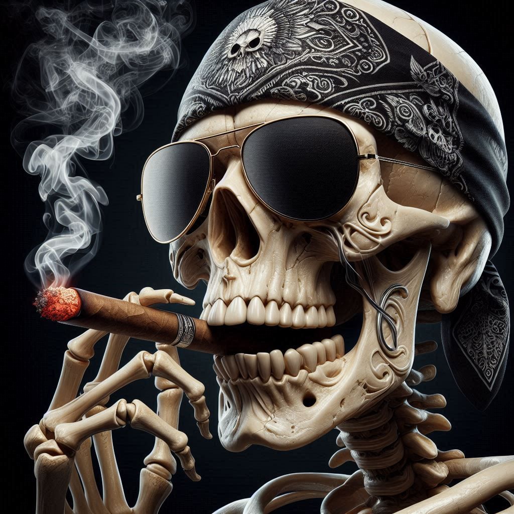 Biker smoking his very last cigar