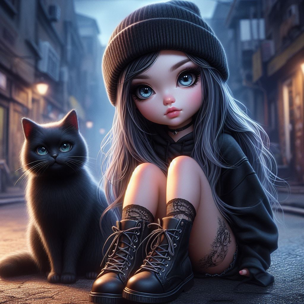 girl with cat